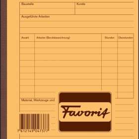 FAVORIT Regie-Rapporte Deutsch A5 9181 OK Durchschreibepapier 50x2 Blatt