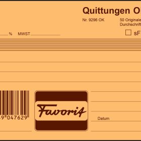 FAVORIT Quittungen D A6 9296 OK blau/weiss 50x2 Blatt