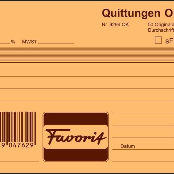 FAVORIT Quittungen D A6 9296 OK blau/weiss 50x2 Blatt