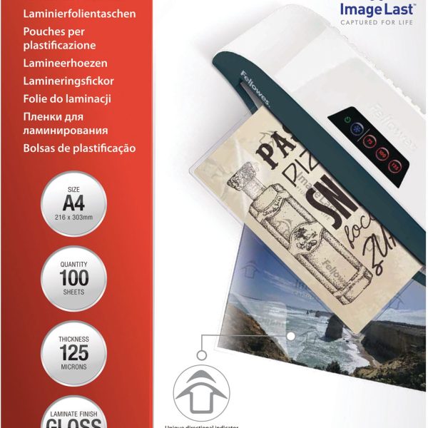 FELLOWES Laminiertasche 216x303mm 5307407 glanz, 125my 100 Stk