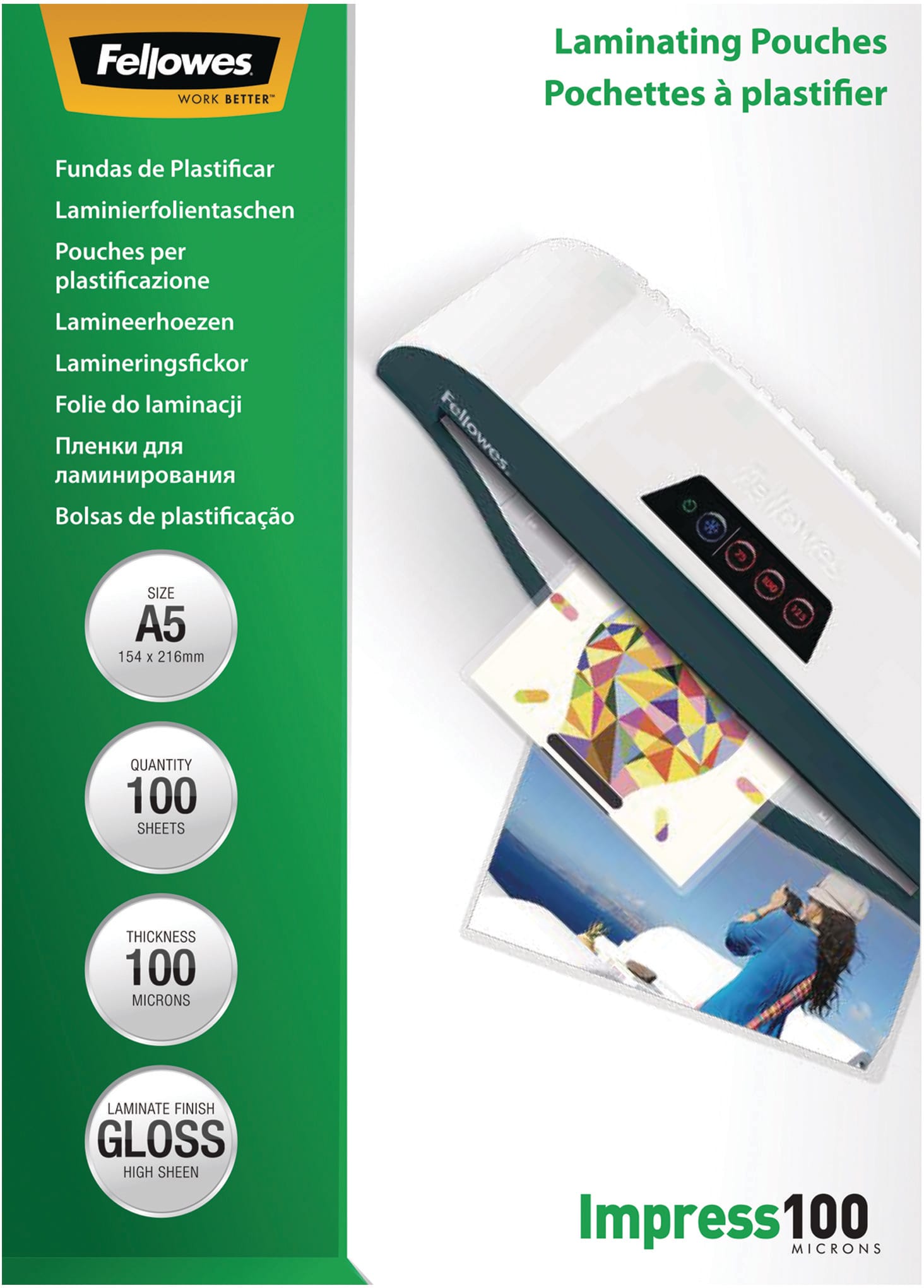 FELLOWES-5351002-0077511535109 FELLOWES Laminiertasche A5 5351002 glanz, 100my 100 Stk – Hochwertig & günstig bei ShopDeca