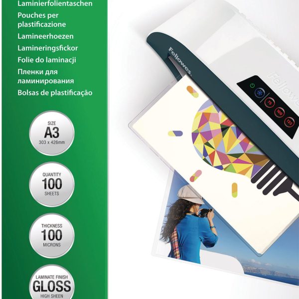 FELLOWES Laminiertasche A3 5351205 glanz, 100my 100 Stk