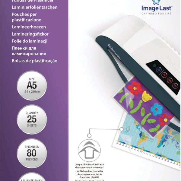FELLOWES Laminiertasche A5 5396003 glanz, 80my 25 Stk