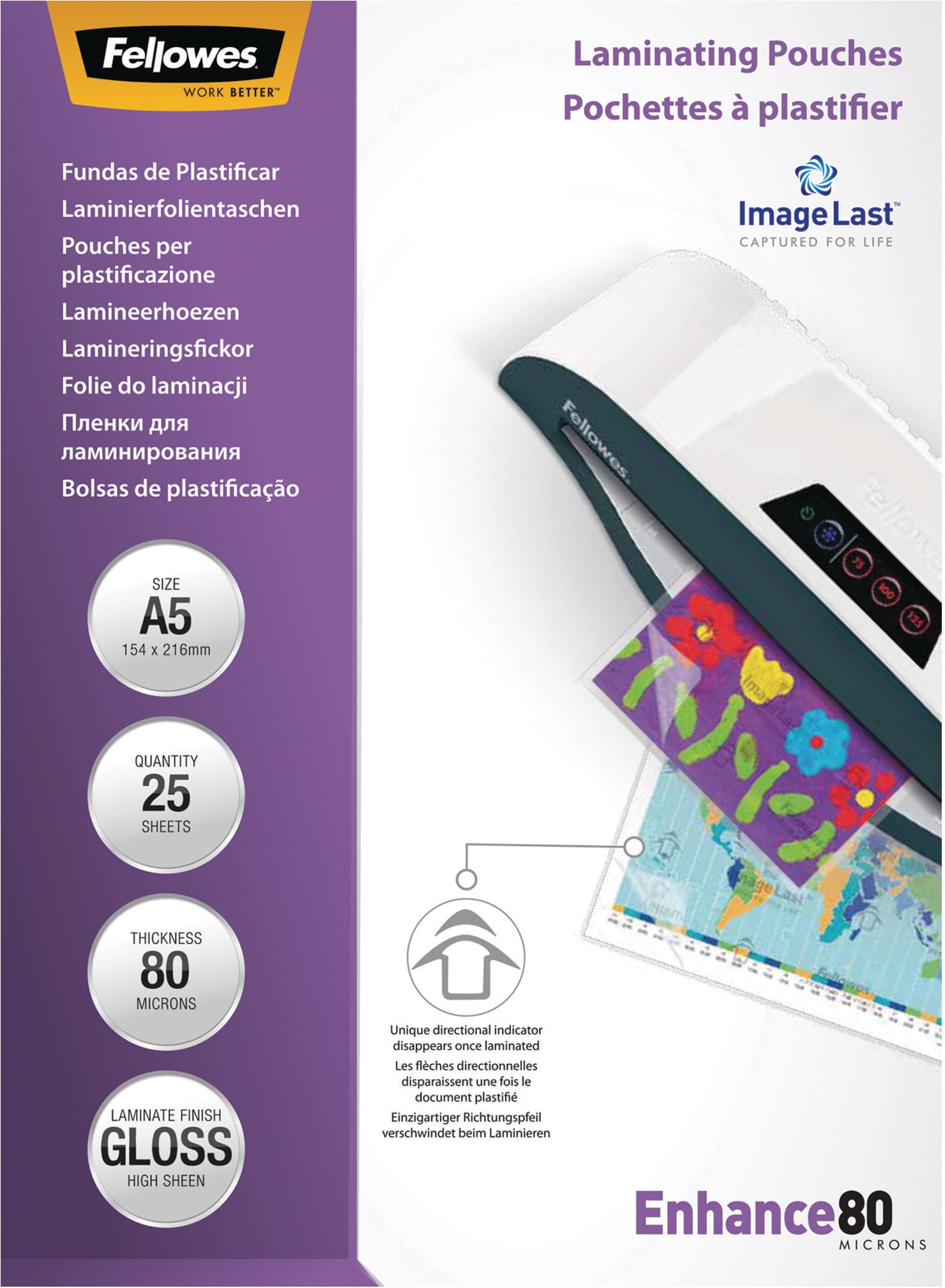 FELLOWES-5396003-0077511539602 FELLOWES Laminiertasche A5 5396003 glanz, 80my 25 Stk – Hochwertig & günstig bei ShopDeca