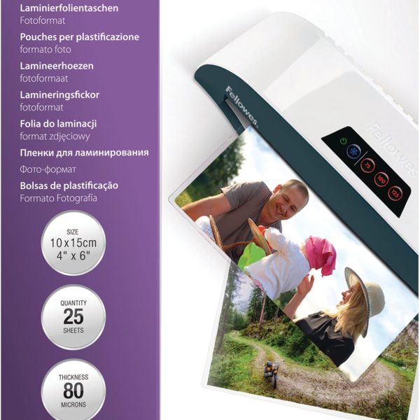 FELLOWES Laminiertasche 10x15cm 5440602 glanz, 80my 25 Stk