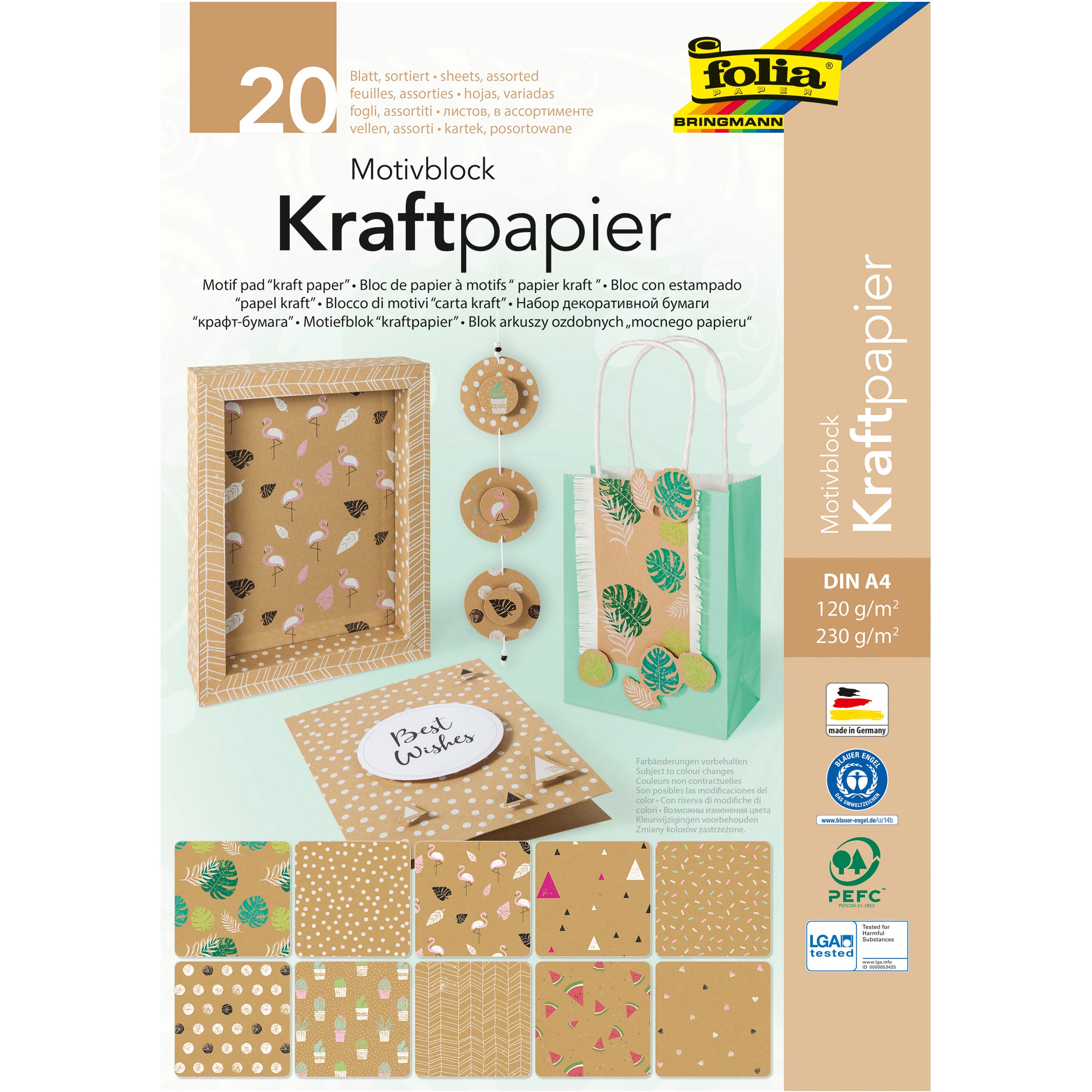 FOLIA-48798-4001868103304 FOLIA Motivblock 48798 Kraftpapier, Kraftkarton – Bild 1