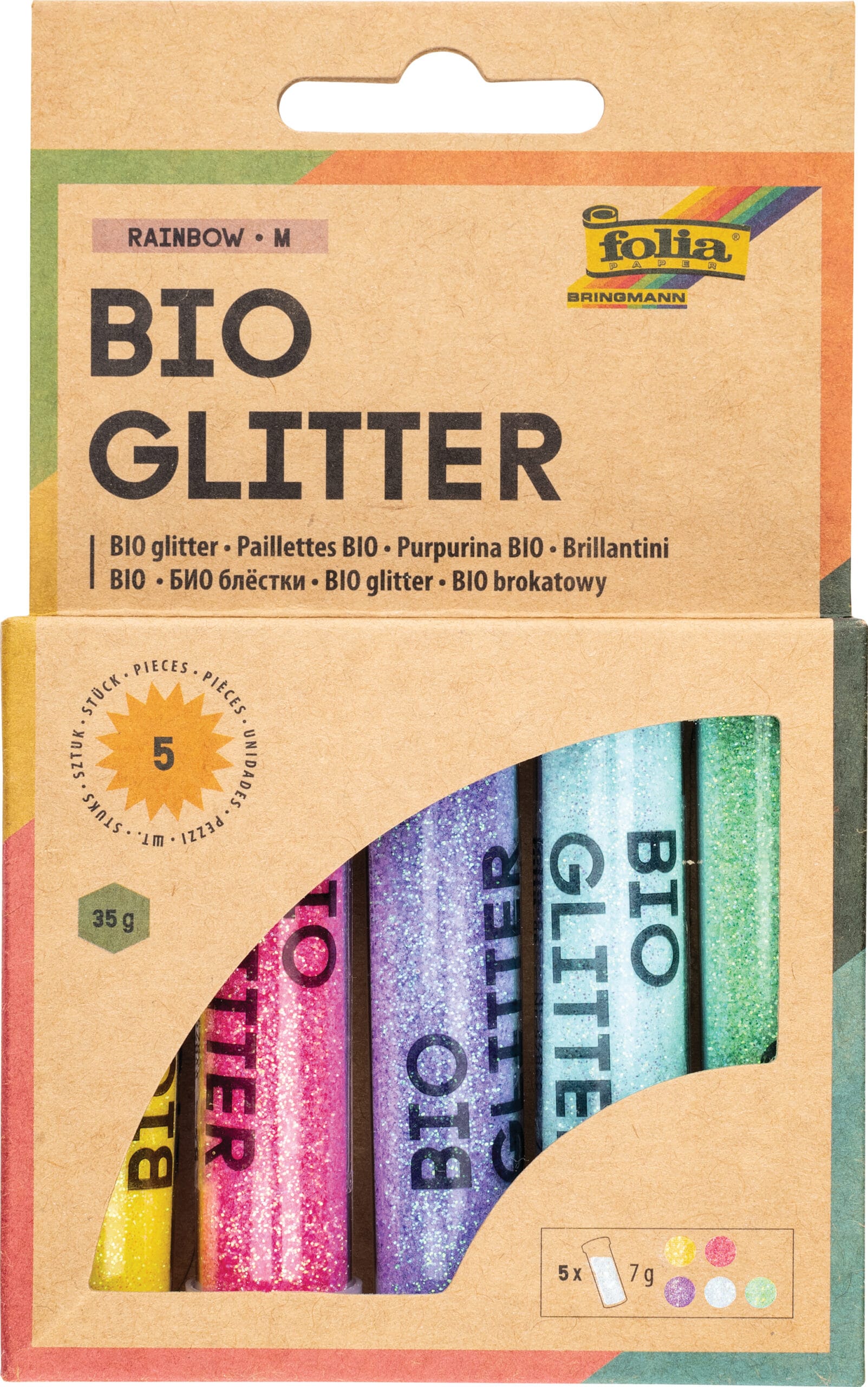 FOLIA-57812-4001868133462 FOLIA BIO Glitzer Mix M 57812 Rainbow – Hochwertig & günstig bei ShopDeca