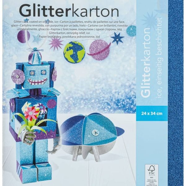 FOLIA Glitterkarton 300g 85249 ICE