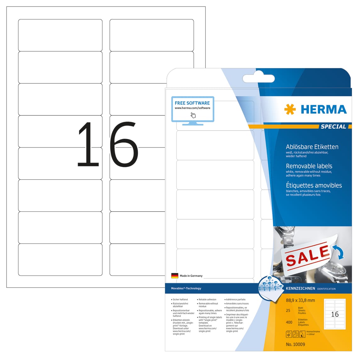 HERMA-10009-4008705100090 HERMA Etiketten 10009 10009 88.9x33.8mm abl. 400Stk. 25 B – Hochwertig & günstig bei ShopDeca