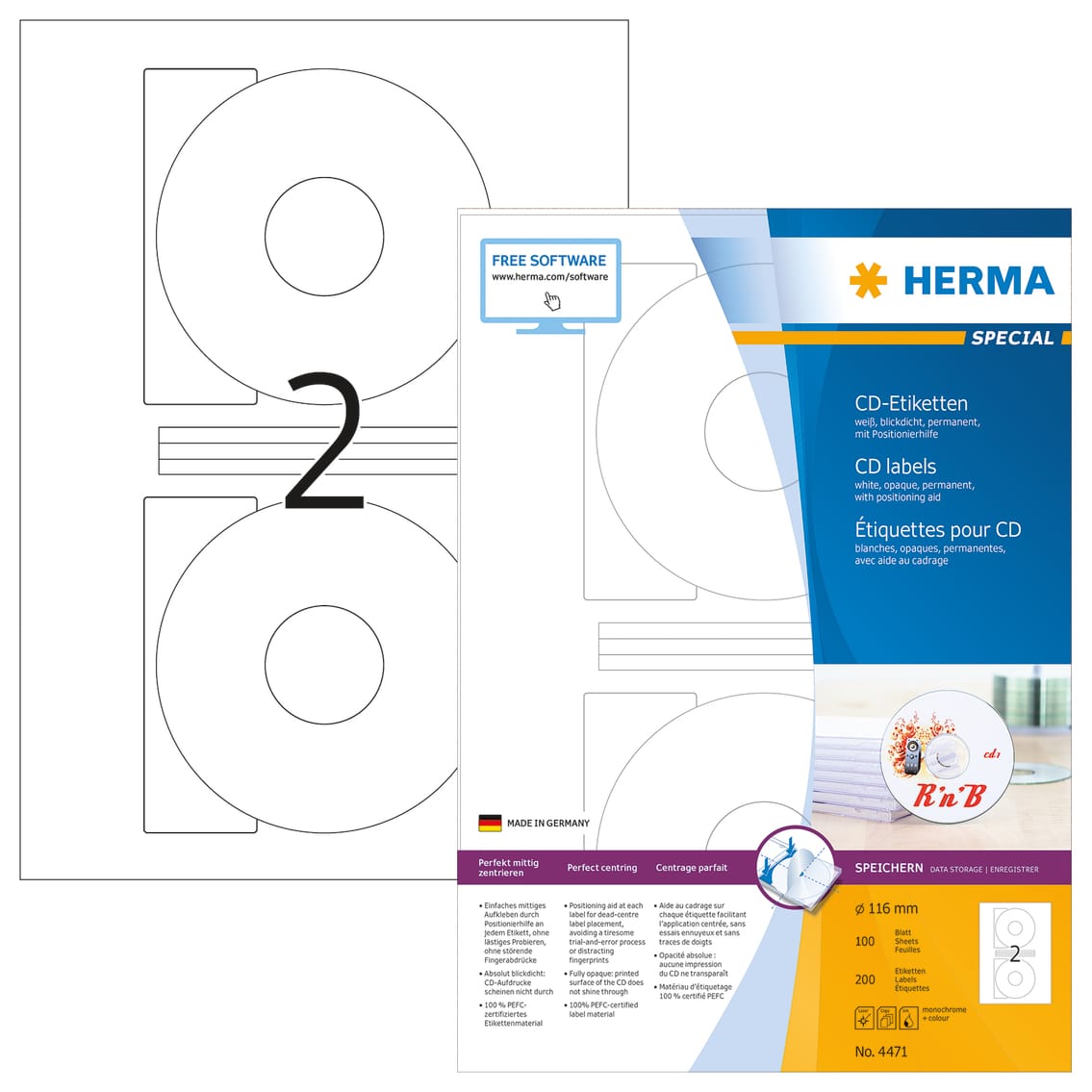 HERMA-4471-4008705044714 HERMA CD-Etiketten 4471 4471 116mm 200Stk. 100 B. – Hochwertig & günstig bei ShopDeca