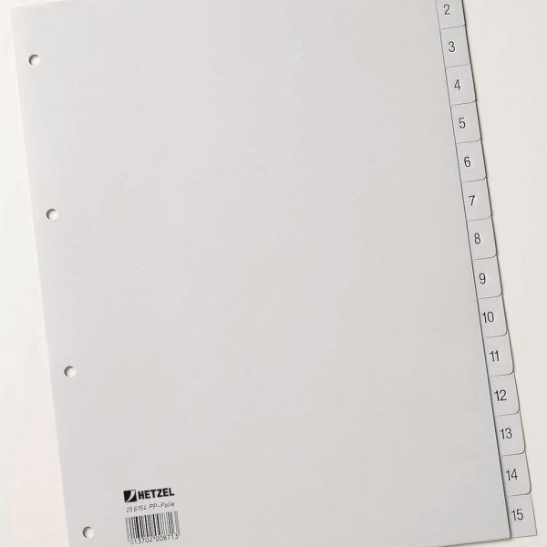 HETZEL Register PP A4 25615481 grau 1-15