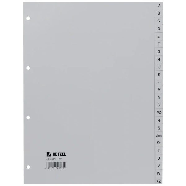 HETZEL Register PP A4 25650481 grau A-Z 24-teilig