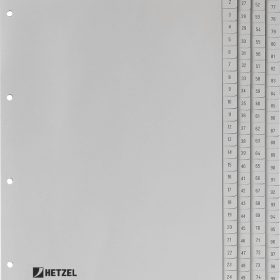 HETZEL Register PP A4 721311 grau 1-100