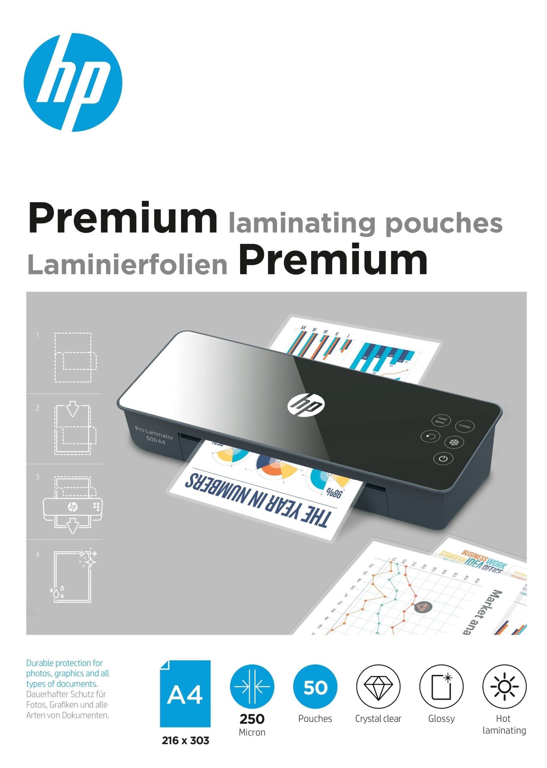 HP-9125-4030152091256 HP Laminiertaschen 9125 Premium, A4, 250 Mic – Hochwertig & günstig bei ShopDeca