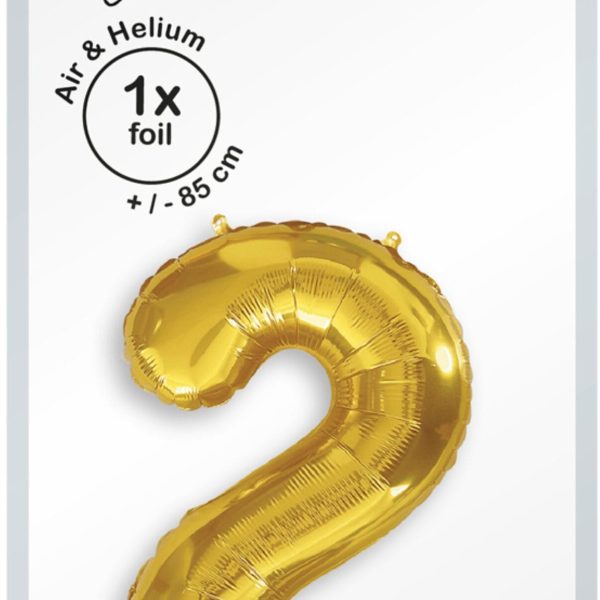 I AM CREATIVE Folienballon Zahl 2 85cm 1000-1047 gold