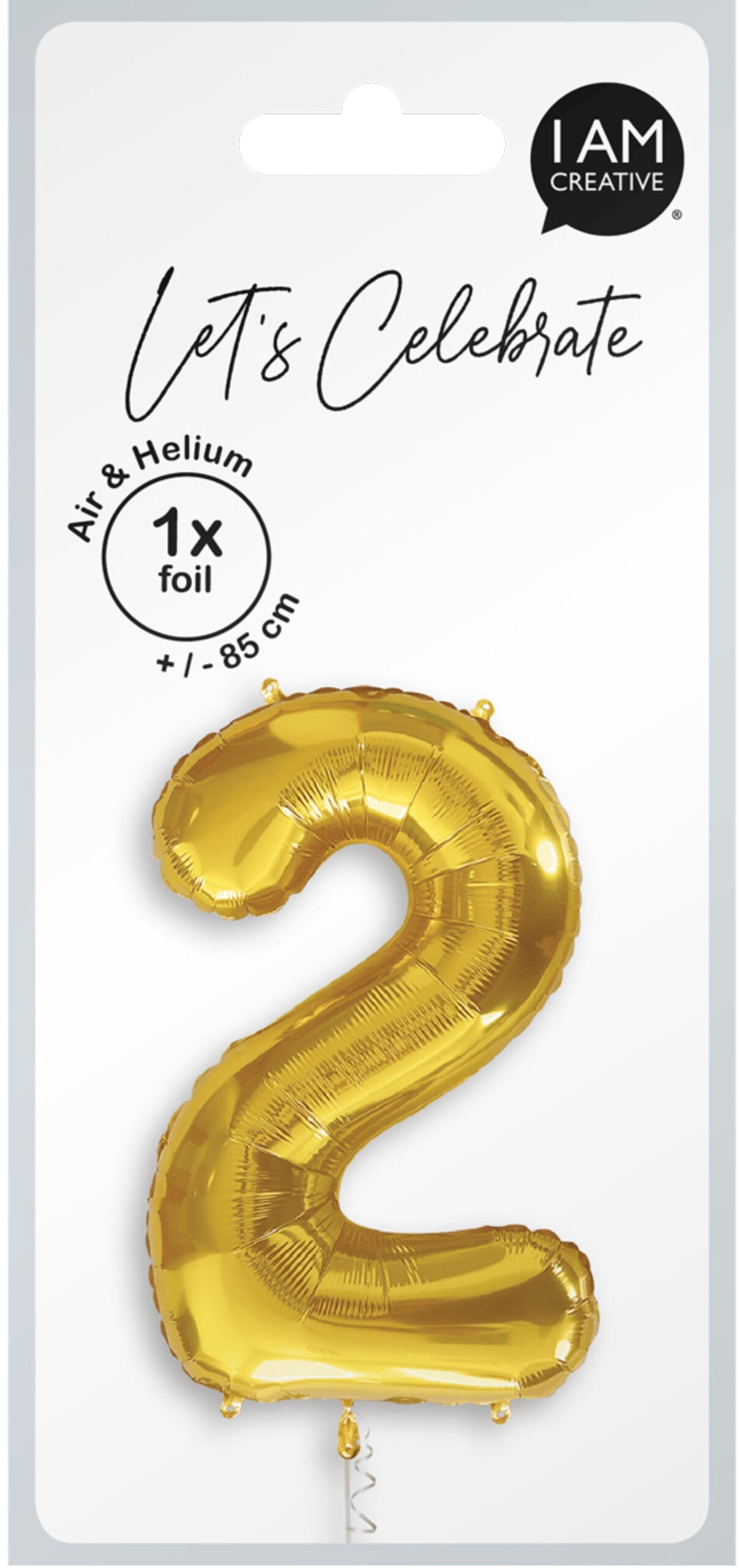 I-AM-CREATIVE-1000-1047-7611983246731 I AM CREATIVE Folienballon Zahl 2 85cm 1000-1047 gold – Hochwertig & günstig bei ShopDeca
