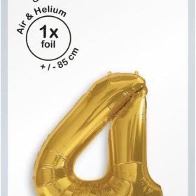 I AM CREATIVE Folienballon Zahl 4 85cm 1000-1049 gold