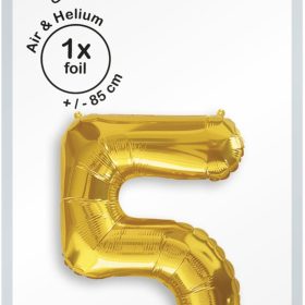 I AM CREATIVE Folienballon Zahl 5 85cm 1000-1050 gold