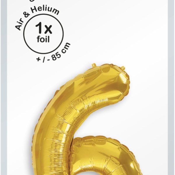 I AM CREATIVE Folienballon Zahl 6 85cm 1000-1051 gold