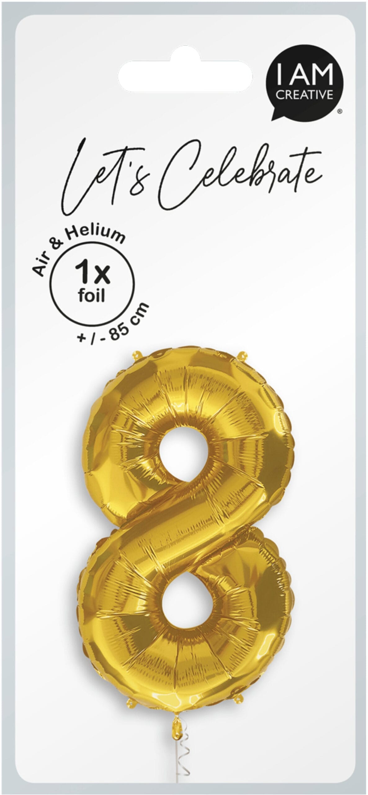 I-AM-CREATIVE-1000-1053-7611983246793 I AM CREATIVE Folienballon Zahl 8 85cm 1000-1053 gold – Hochwertig & günstig bei ShopDeca
