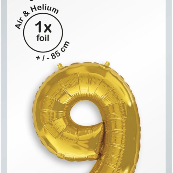 I AM CREATIVE Folienballon Zahl 9 85cm 1000-1054 gold