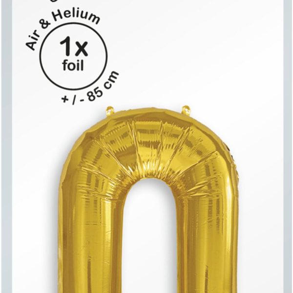 I AM CREATIVE Folienballon Zahl 0 85cm 1000-1055 gold