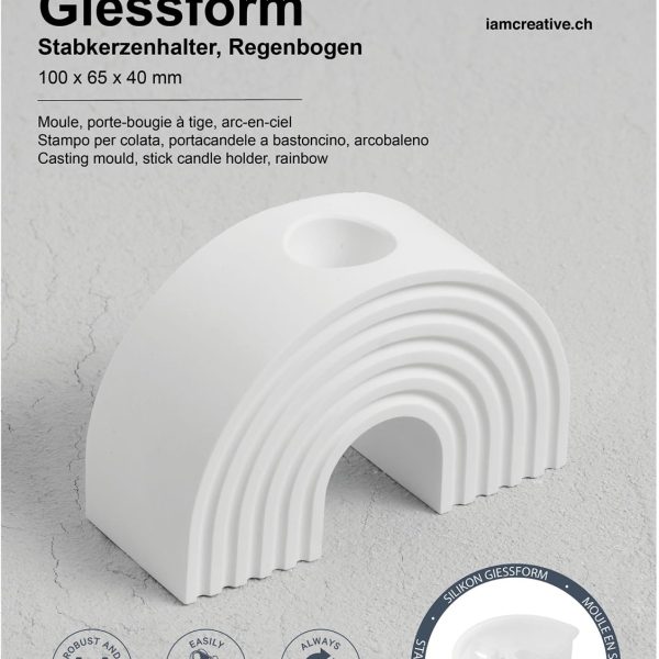 I AM CREATIVE Silikon Giessform 1704.23 Kerzenhalter Regenbogen