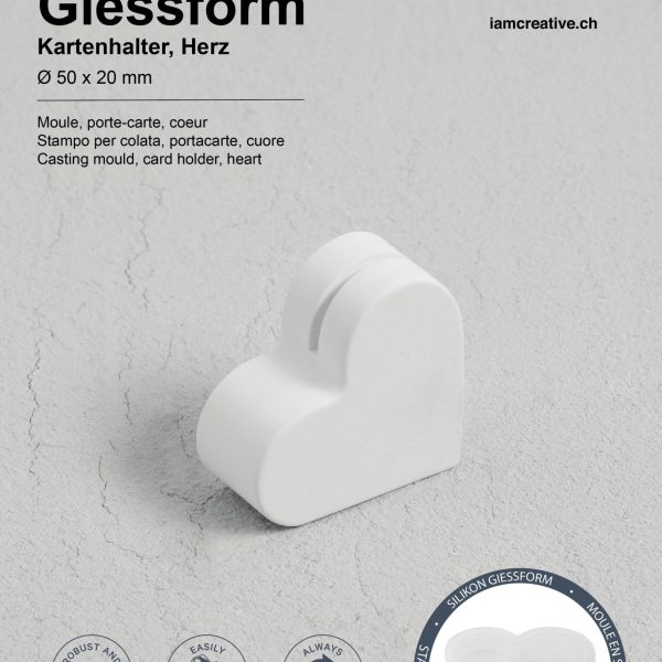 I AM CREATIVE Silikon Giessform 1704.24 Kartenhalter Herz