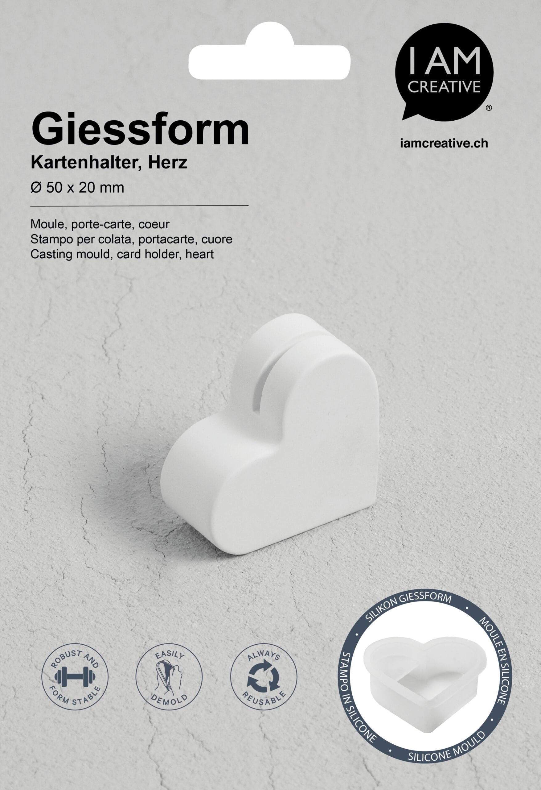 I-AM-CREATIVE-1704.24-7611983250530 I AM CREATIVE Silikon Giessform 1704.24 Kartenhalter Herz – Hochwertig & günstig bei ShopDeca
