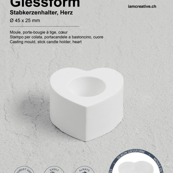 I AM CREATIVE Silikon Giessform 1704.25 Kerzenhalter Herz