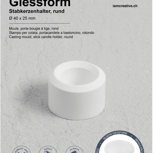 I AM CREATIVE Silikon Giessform 1704.26 Kerzenhalter rund