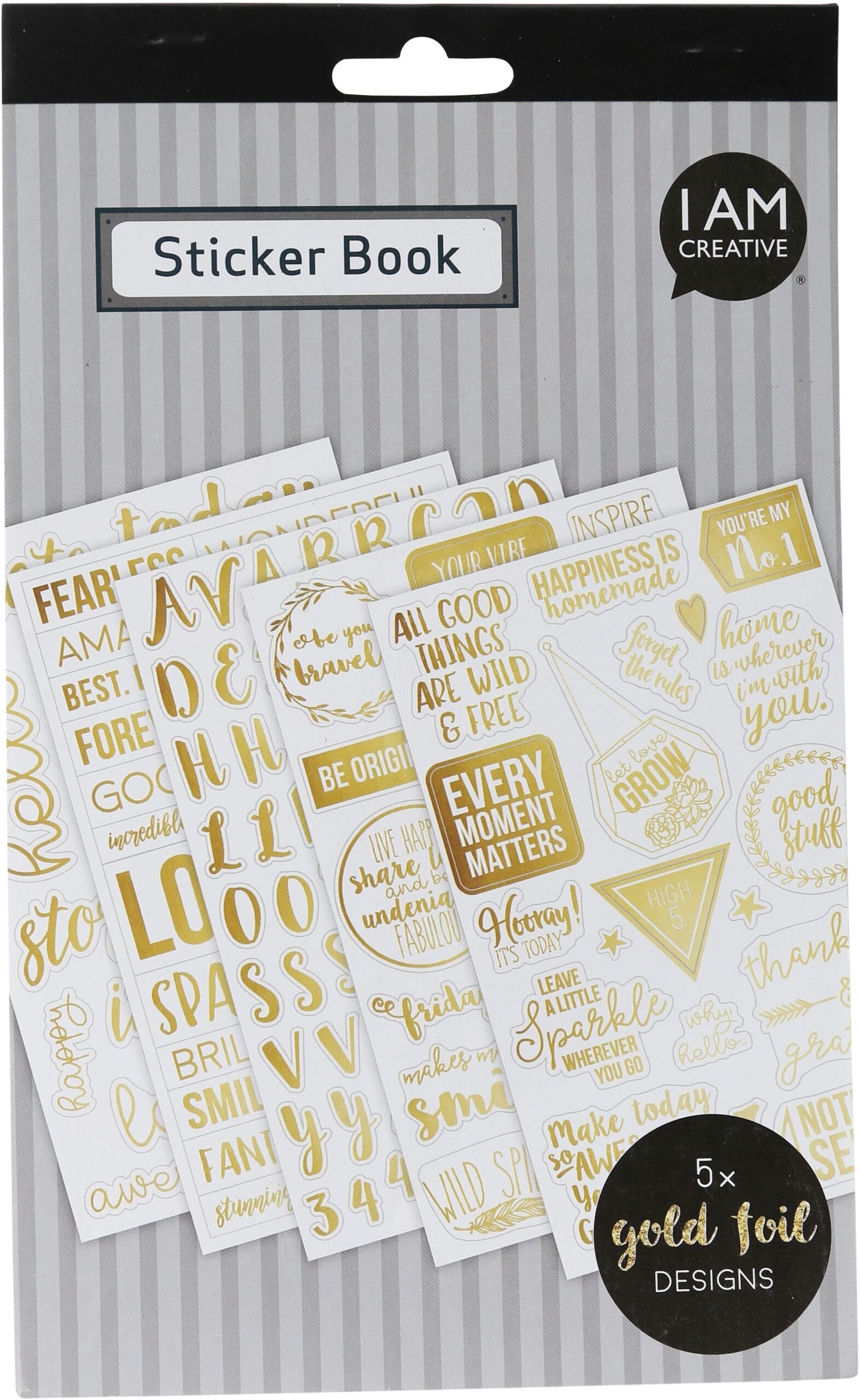 I-AM-CREATIVE-4087.474-7611983170838 I AM CREATIVE Stickerbook 4087.474 Goldfolie klar, 5 Blatt – Hochwertig & günstig bei ShopDeca