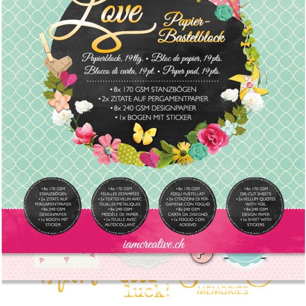I AM CREATIVE Papier Bastelblock 4087.597 Love A4