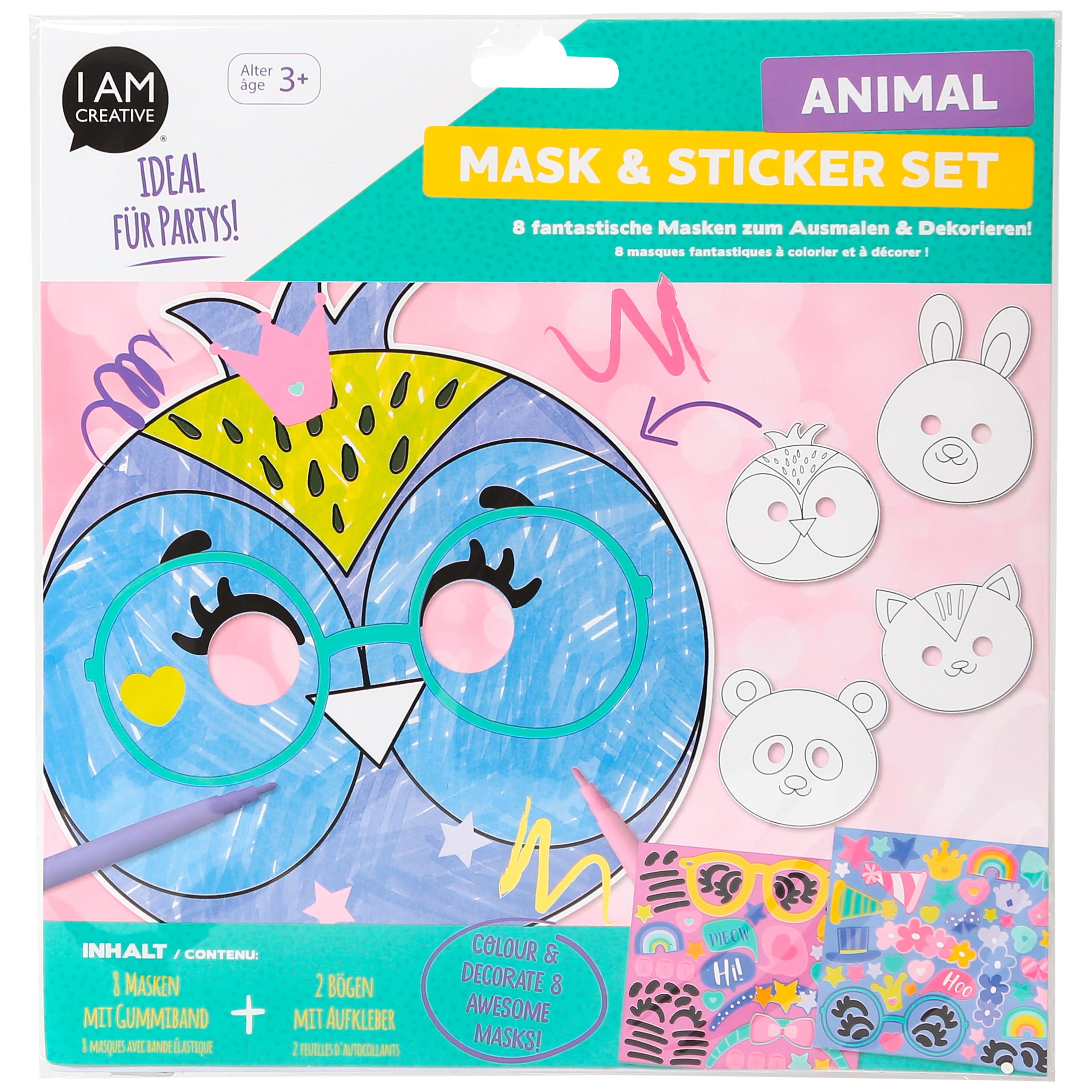 I-AM-CREATIVE-4220.1-7611983209118 I AM CREATIVE Masken 4220.1 Tieremit Stickers, 18tlg. – Hochwertig & günstig bei ShopDeca
