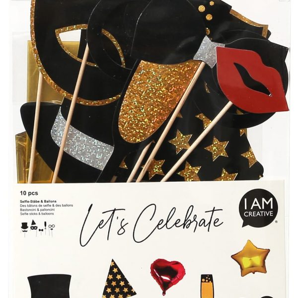 I AM CREATIVE Glitter selfie sticks 6010.23 10-teilig