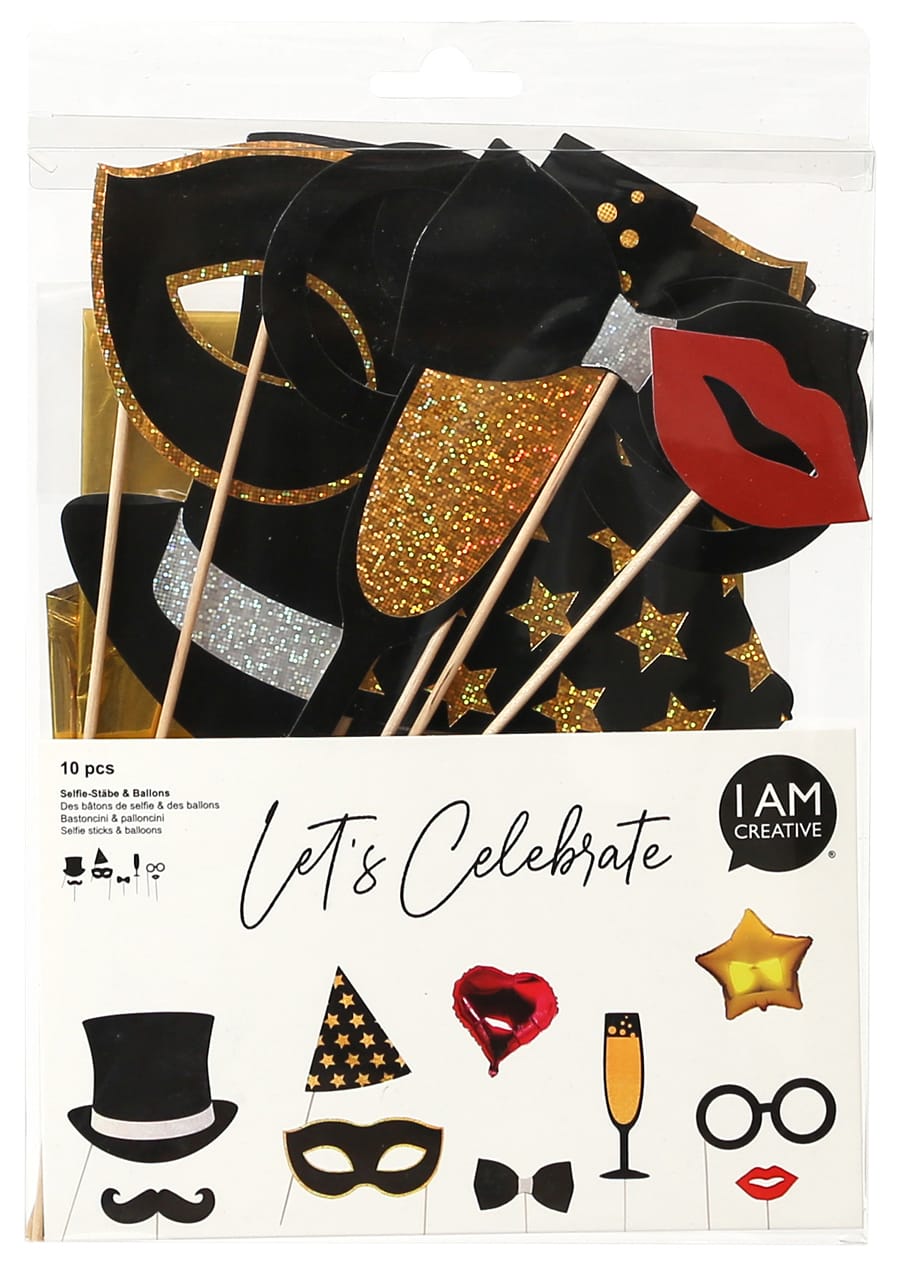 I-AM-CREATIVE-6010.23-7611983184774 I AM CREATIVE Glitter selfie sticks 6010.23 10-teilig – Hochwertig & günstig bei ShopDeca