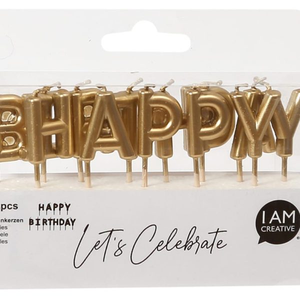 I AM CREATIVE Kerzen, Happy Birthday 6010.906 gold