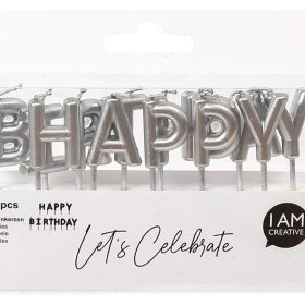 I AM CREATIVE Kerzen, Happy Birthday 6010.907 silber