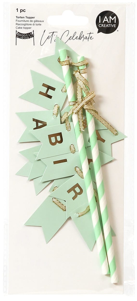 I-AM-CREATIVE-6010.941-7611983208579 I AM CREATIVE Torten Topper,Birthday 19.5cm 6010.941 mint – Hochwertig & günstig bei ShopDeca