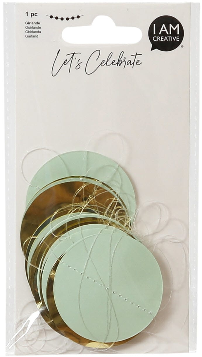 I-AM-CREATIVE-6010.972-7611983208449 I AM CREATIVE Girlande, Punkte, 3m 6010.972 mint, gold – Hochwertig & günstig bei ShopDeca