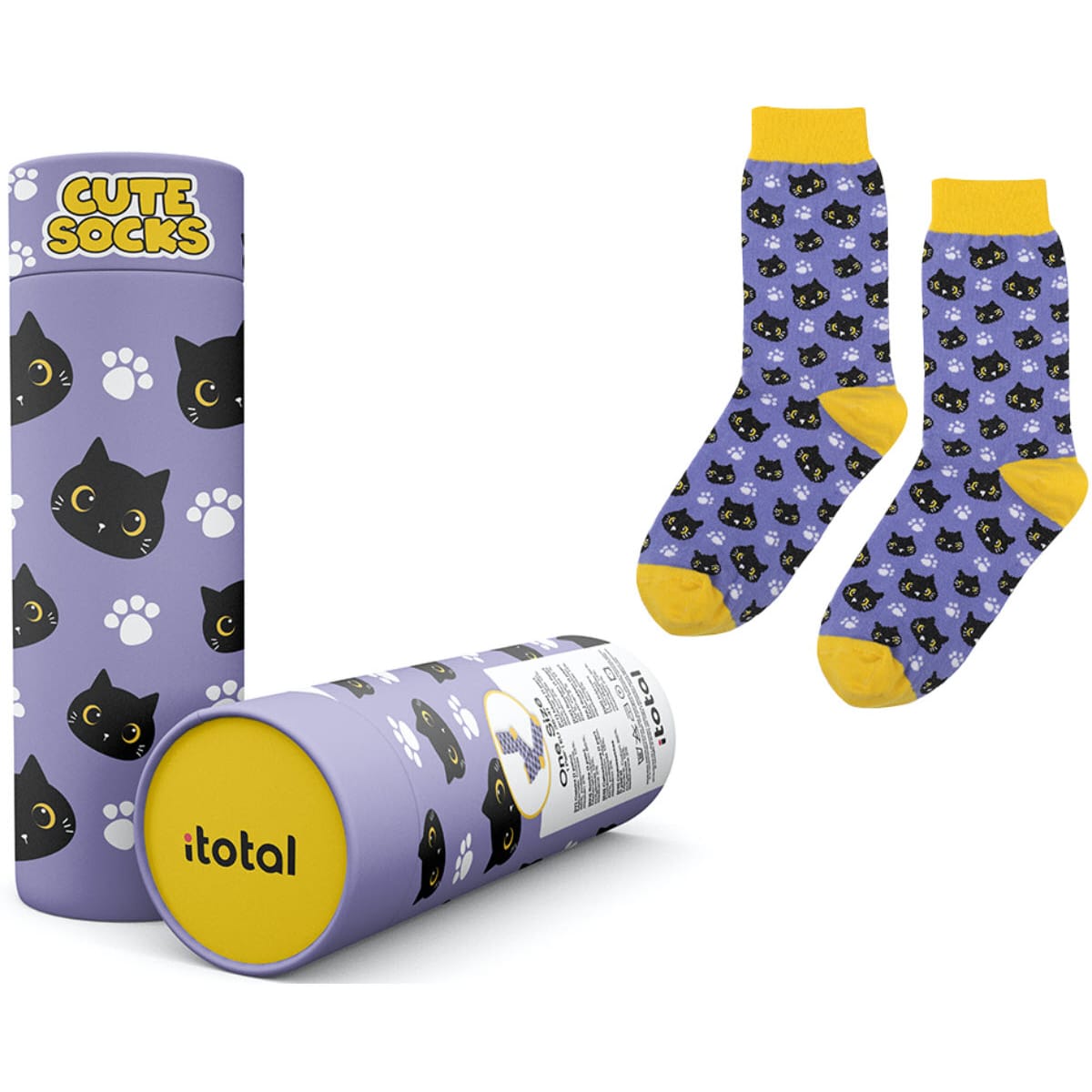 I-TOTAL-XL2822-8059037079345 I-TOTAL Socken, Black Cat XL2822 violett – Hochwertig & günstig bei ShopDeca