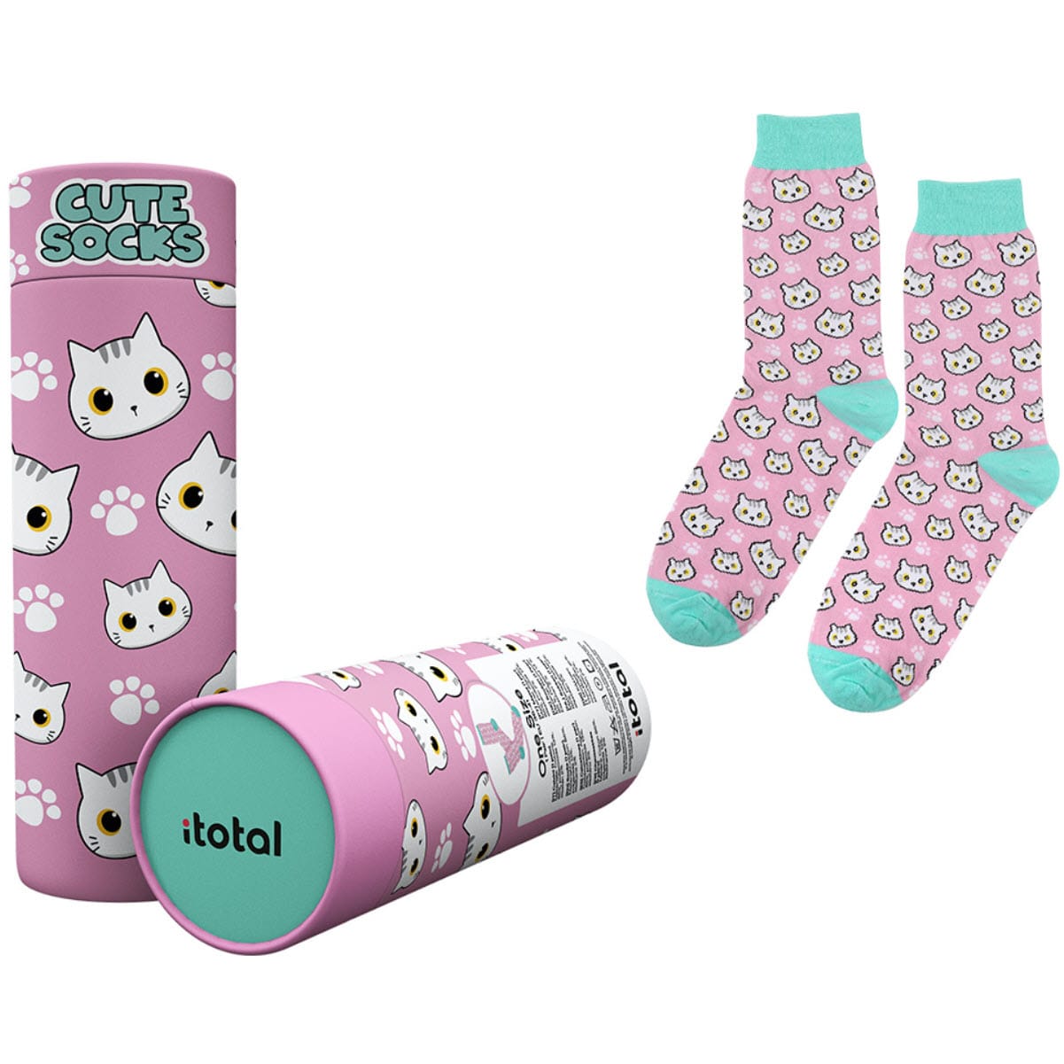 I-TOTAL-XL2824-8059037079369 I-TOTAL Socken, White Cat XL2824 rosa – Hochwertig & günstig bei ShopDeca