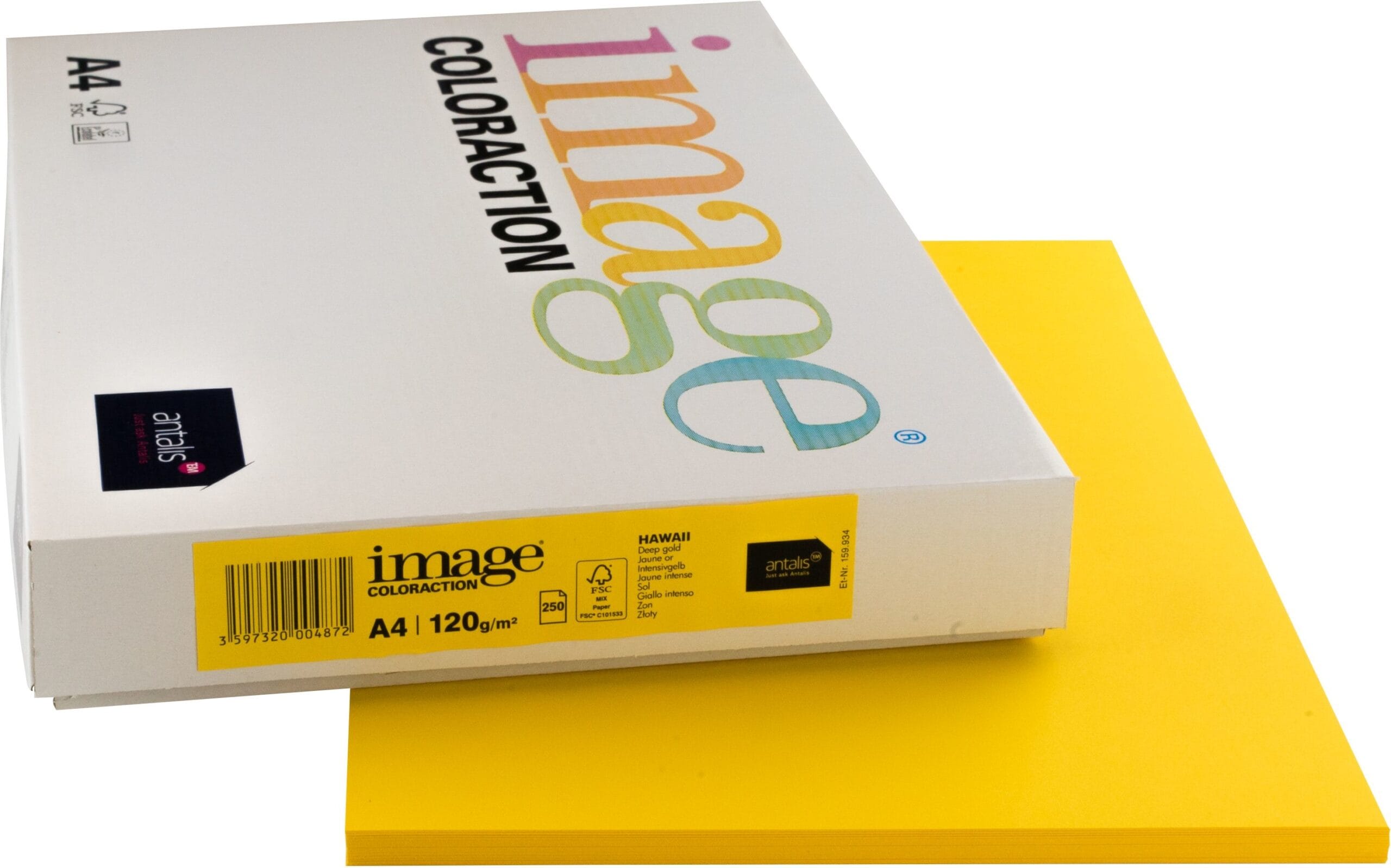 IMAGE-COLORACTION-266653-3597320004872 IMAGE COLORACTION Kopierpapier Hawaii A4 266653 120g, intensivgelb 250 Blatt – Hochwertig & günstig bei ShopDeca