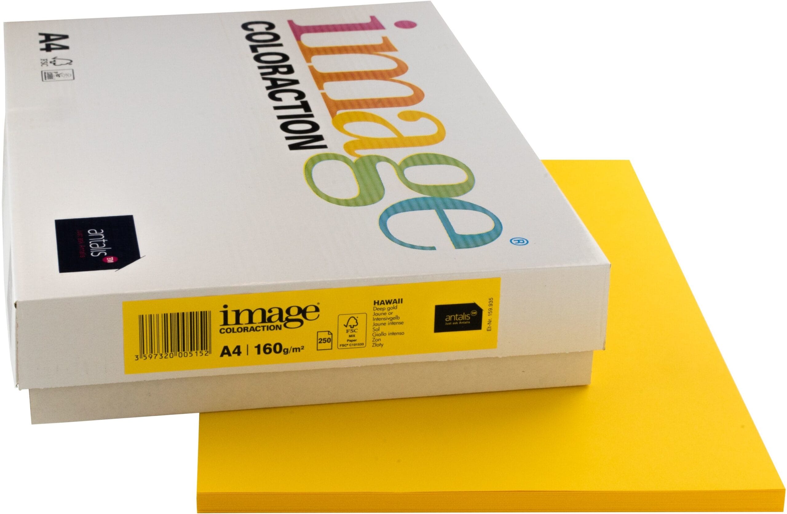 IMAGE-COLORACTION-266725-3597320005152 IMAGE COLORACTION Kopierpapier Hawaii A4 266725 intensivgelb, 160g 250 Blatt – Hochwertig & günstig bei ShopDeca