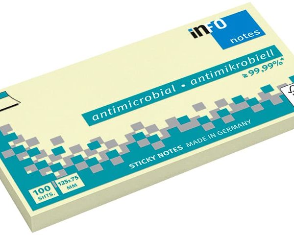 INFO Haftnotizen 75x125mm 5155-01 antimikrobiell, gelb 100 Blatt