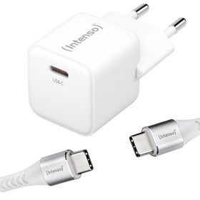 INTENSO Power Charger 30W GaN 1x USB-C 7803042 + Cable USB-C to USB C white