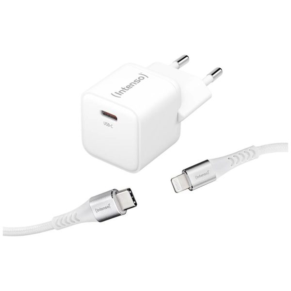 INTENSO Power Charger 30W GaN 1x USB-C 7803052 +Cable USB-C - Lightning white