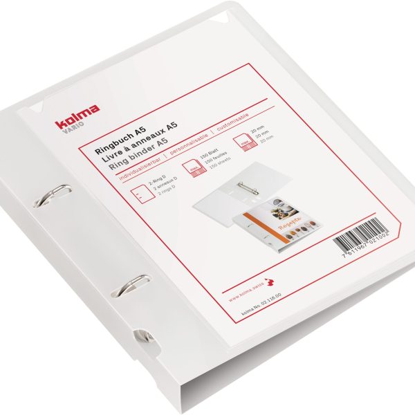 KOLMA Ringbuch Vario KF A5 02.116.00 farblos, 20mm 150 Blatt
