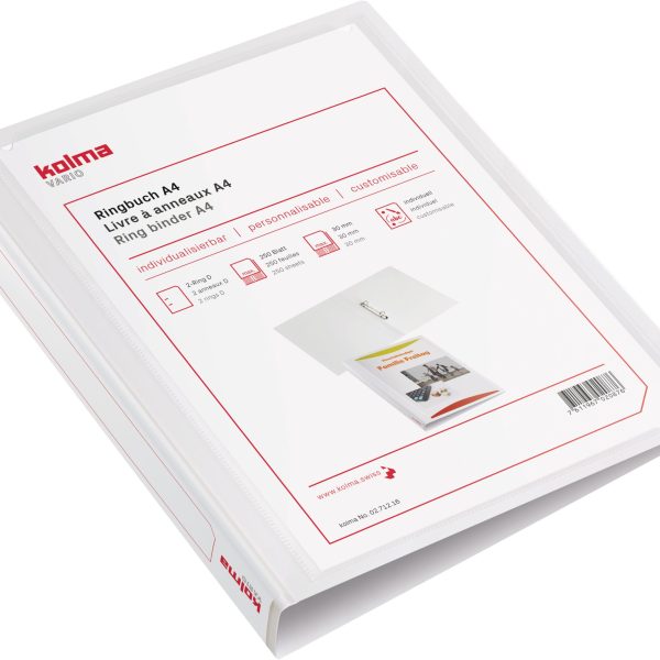 KOLMA Ringbuch Vario light KF A4 02.710.16 weiss, 2-Ring 20mm