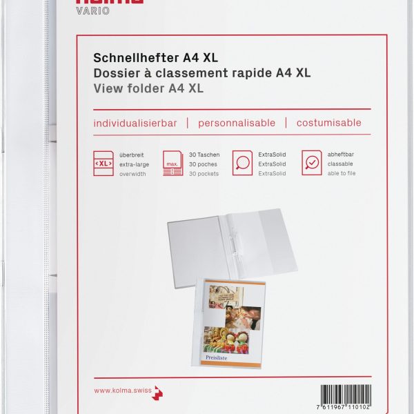 KOLMA Schnellhefter Vario A4 XL 11.005.16 weiss, ExtraSolid